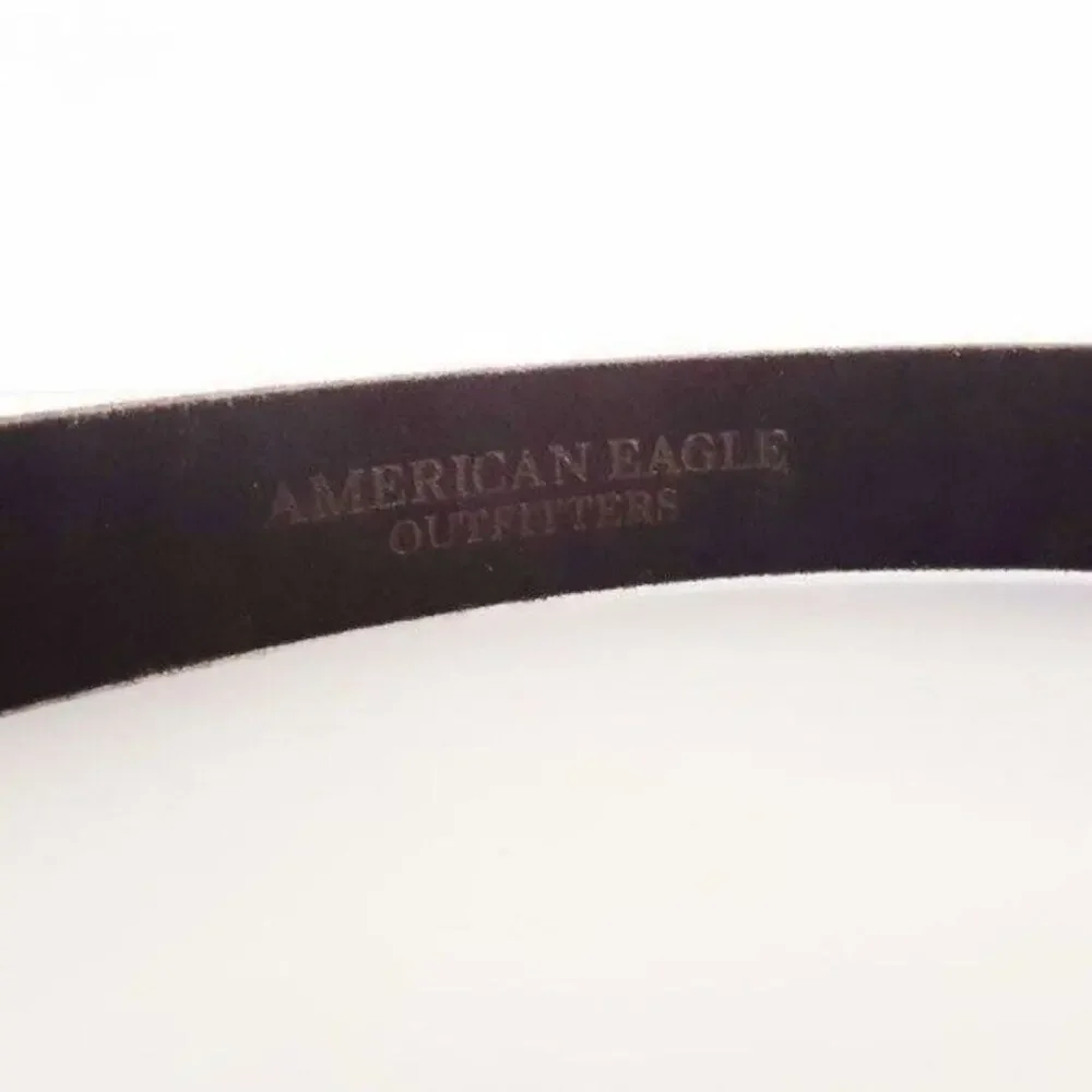 American Eagle Brown Genuine Leather Distressed Belt Size 30 With Silver Buckle